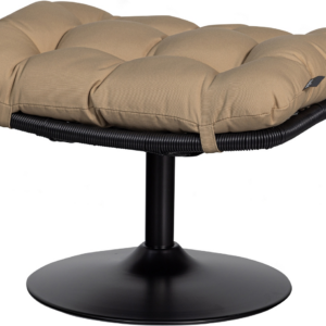 Udendørs taburet/skammel WOOOD Vive - sort rattan, sandfarvet pude, H37ÃB46ÃL63 cm